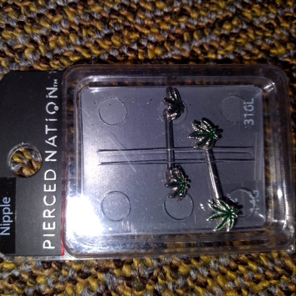 14 Gauge Potleaf Nipple Jewelry